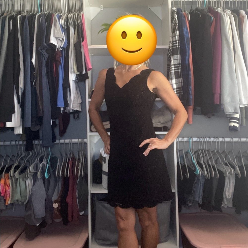 Ann Taylor Black Tie dress with built in slip Size 2